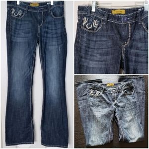 Mek Denium Mulholland Bootcut dark button jeans